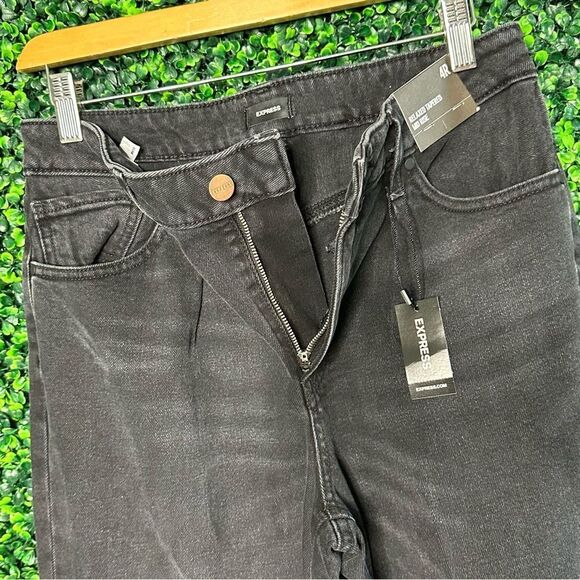 NWT Express Off Black Mid Rise Tapered Relaxed Denim Jeans Size 4R - Picture 6 of 8